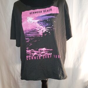 Black and Pink Hermosa Beach Graphic Tee